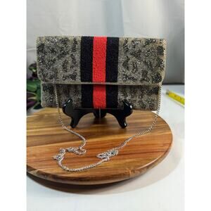 Handmade Leopard Beaded Crossbody Clutch Purse | Animal Print Bag